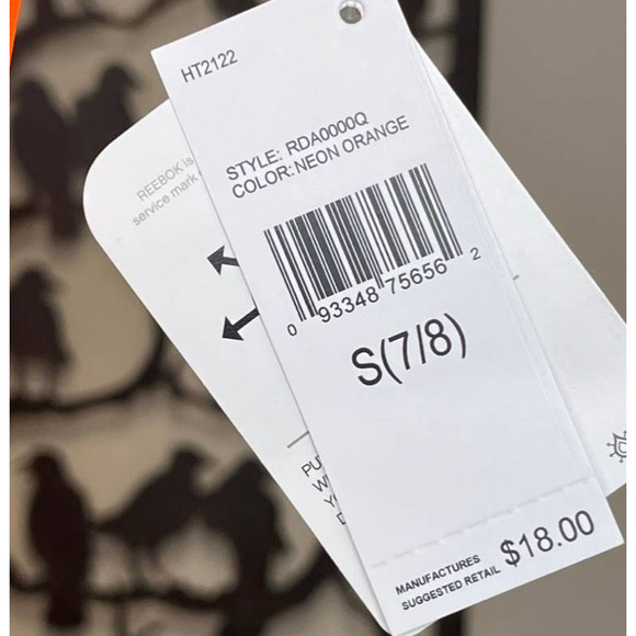 NWT Reebok PlayDry Neon Orange Active Top Sparkle Logo Small 7/8 FLAW - Picture 5 of 9